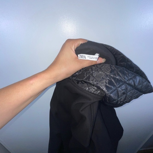Zara Combination Quilted & Denim Black Hooded Sweatshirt | Size US S - Picture 6 of 10